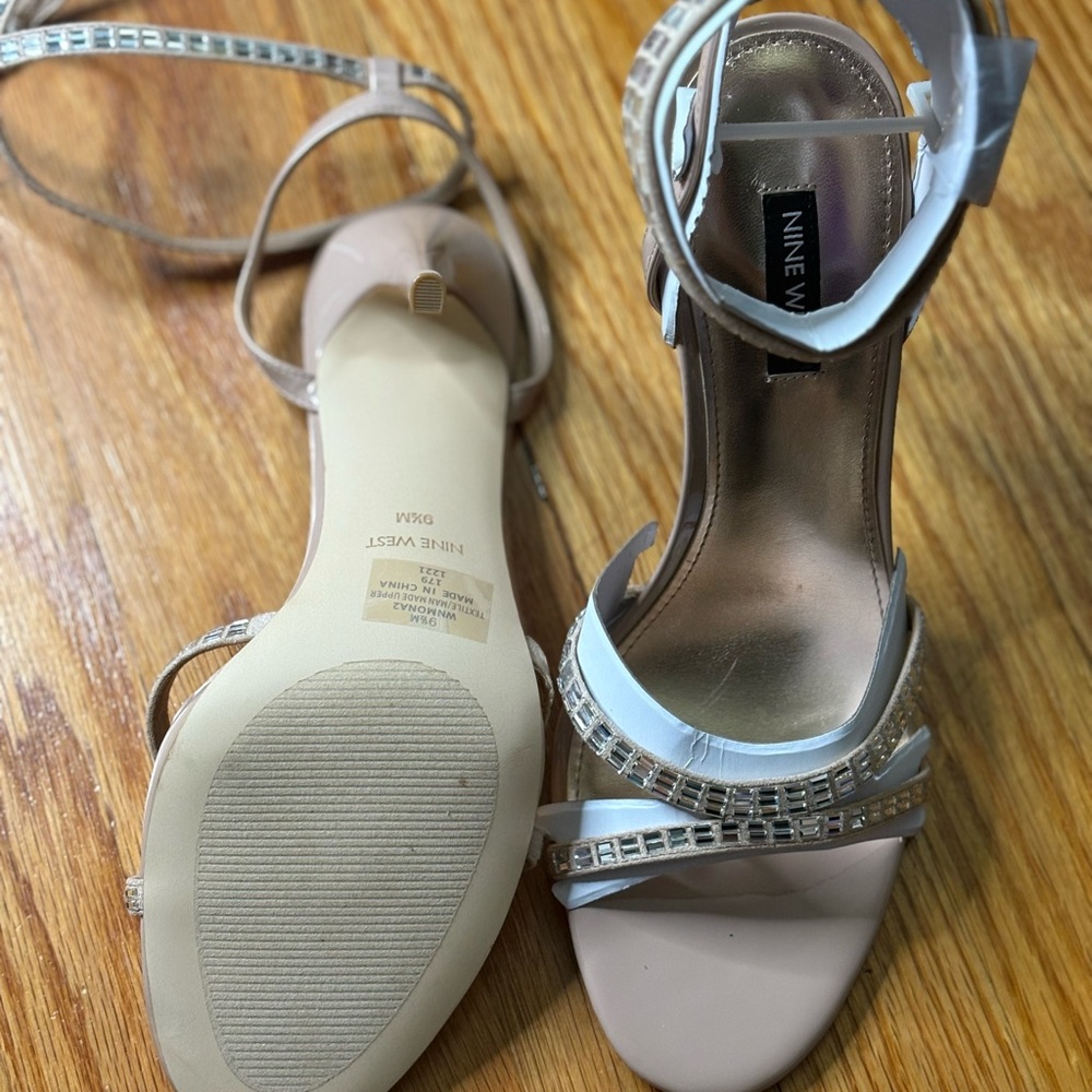 Nine West Nude Rhinestone Ankle-Strap Heels – Elegant Dress Pumps ✨ - Picture 2 of 6